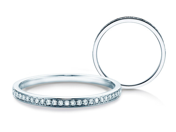 Engagement ring Alliance-/Eternityring in 18K white gold with diamonds 0.125ct G/SI