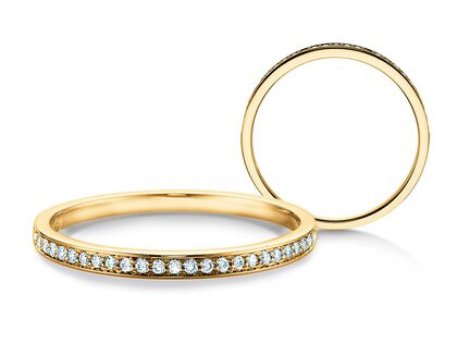 Engagement ring Alliance-/Eternityring in 14K yellow gold with diamonds 0.21ct G/SI