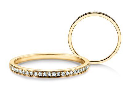 Engagement ring Alliance-/Eternityring in 14K yellow gold with diamonds 0.125ct G/SI