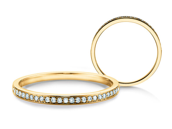 Engagement ring Alliance-/Eternityring in 14K yellow gold with diamonds 0.21ct G/SI