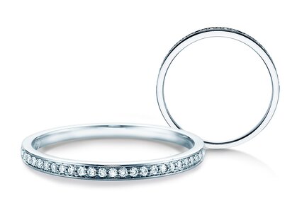 Engagement ring Alliance-/Eternityring in 18K white gold with diamonds 0.125ct