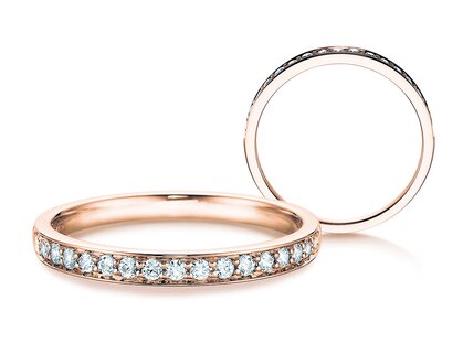 Engagement ring Alliance-/Eternityring in 14K rosé gold with diamonds 0.125ct G/SI