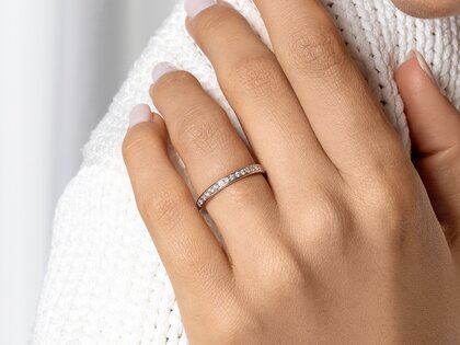 Engagement ring Alliance-/Eternityring in 14K yellow gold with diamonds 0.30ct G/SI