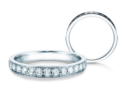 Engagement ring Alliance-/Eternityring in 18K white gold with diamonds 0.39ct G/SI