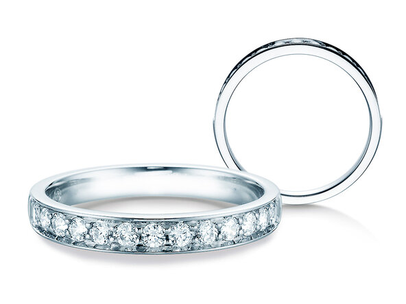 Engagement ring Alliance-/Eternityring in 18K white gold with diamonds 0.39ct G/SI