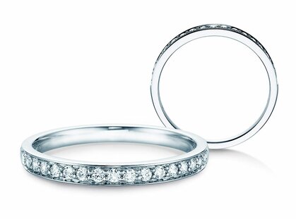 Engagement ring Alliance-/Eternityring in 18K white gold with diamonds 0.255ct