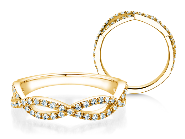 Engagement ring Diamond Curve in 14K yellow gold with diamond 0.40ct G/SI