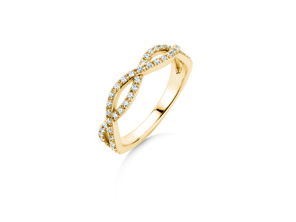 Engagement ring Diamond Curve in 14K yellow gold with diamond 0.40ct G/SI