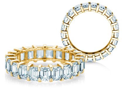 Engagement ring Emerald Cut Eternity in 9K yellow gold with lab-grown diamonds 2.00ct E/VS