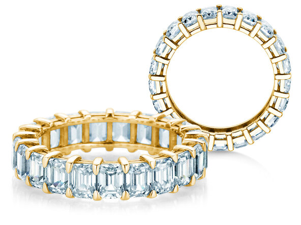 Engagement ring Emerald Cut Eternity in 9K yellow gold with lab-grown diamonds 2.00ct E/VS