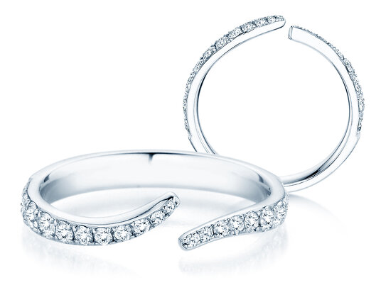 Engagement ring Flow Pavé in 9K white gold with diamonds 0.51ct G/SI