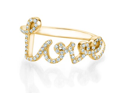 Ring Love Diamonds Pavé in 14K yellow gold with diamonds 0.37ct G/SI