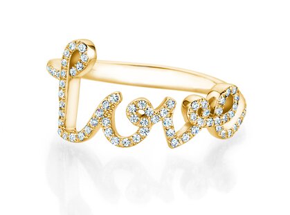 Ring Love Diamonds Pavé in 14K yellow gold with diamonds 0.37ct G/SI