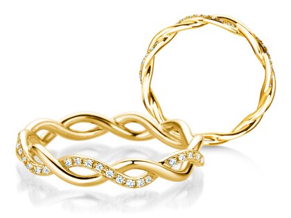 Engagement ring Sparkling Curve in 14K yellow gold with diamonds 0.14ct G/SI