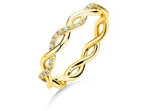 Engagement ring Sparkling Curve in 14K yellow gold with diamonds 0.14ct G/SI