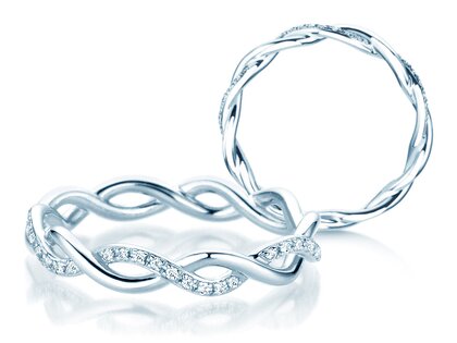 Engagement ring Sparkling Curve in 14K white gold with diamonds 0.14ct G/SI