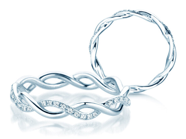 Engagement ring Sparkling Curve in 14K white gold with diamonds 0.14ct G/SI