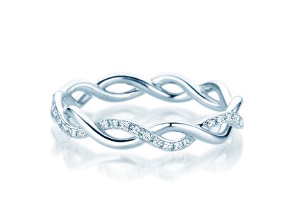 Engagement ring Sparkling Curve in 14K white gold with diamonds 0.14ct G/SI