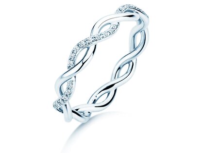 Engagement ring Sparkling Curve in 14K white gold with diamonds 0.14ct G/SI