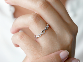 Engagement ring Sparkling Curve in 14K white gold with diamonds 0.14ct G/SI