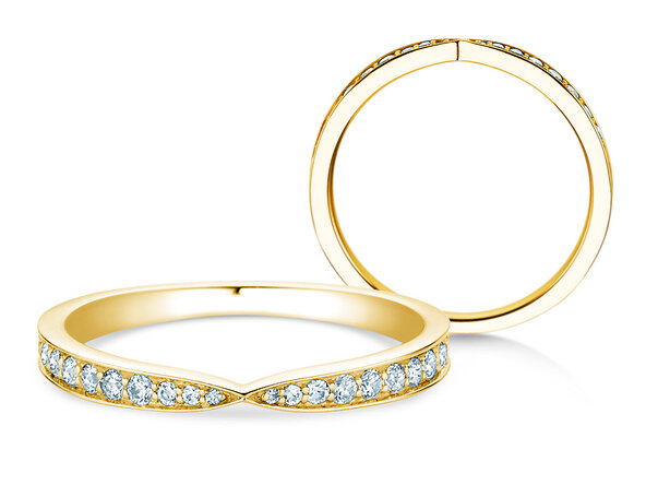 Engagement ring V-Eternity in 14K yellow gold with diamonds 0.22ct G/SI