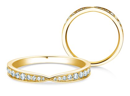 Engagement ring V-Eternity in 9K yellow gold with diamonds 0.30ct G/SI