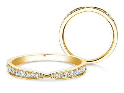 Engagement ring V-Eternity in 14K yellow gold with diamonds 0.30ct G/SI