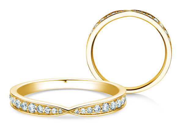 Engagement ring V-Eternity in 14K yellow gold with diamonds 0.30ct G/SI