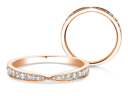 Engagement ring V-Eternity in 18K rosé gold with diamonds 0.30ct G/SI