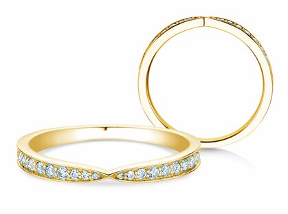 Engagement ring V-Eternity in 14K yellow gold with diamonds 0.22ct