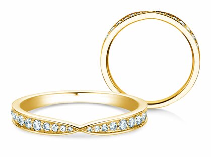 Engagement ring V-Eternity in 14K yellow gold with diamonds 0.30ct