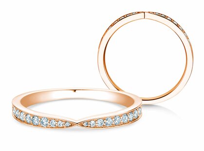 Engagement ring V-Eternity in 18K rosé gold with diamonds 0.22ct
