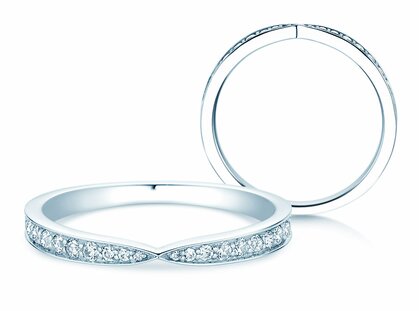 Engagement ring V-Eternity in platinum 950/- with diamonds 0.22ct G/SI