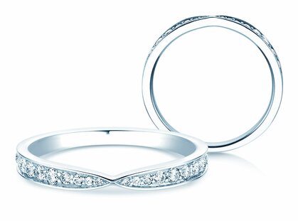 Engagement ring V-Eternity in 14K white gold with diamonds 0.30ct