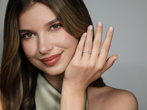 Engagement ring Wave in 9K rosé gold with diamonds 0.33ct G/SI