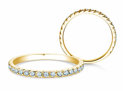 Engagement ring Wave in 9K yellow gold with diamonds 0.33ct G/SI