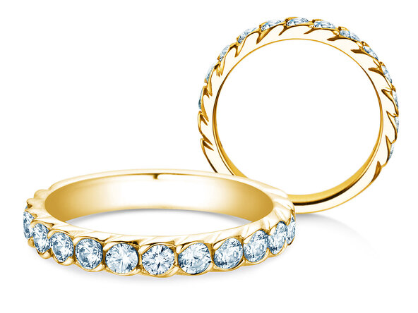 Engagement ring Wave in 14K yellow gold with diamonds 1.30ct G/SI