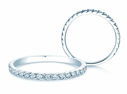 Engagement ring Wave in 9K white gold with diamonds 0.33ct G/SI