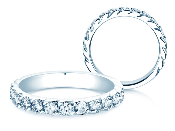 Engagement ring Wave in 14K white gold with diamonds 1.30ct G/SI