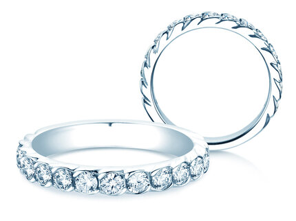 Engagement ring Wave in 14K white gold with diamonds 1.30ct G/SI