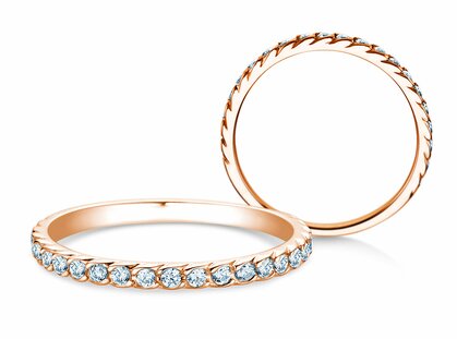Engagement ring Wave in 14K rosé gold with diamonds 0.33ct