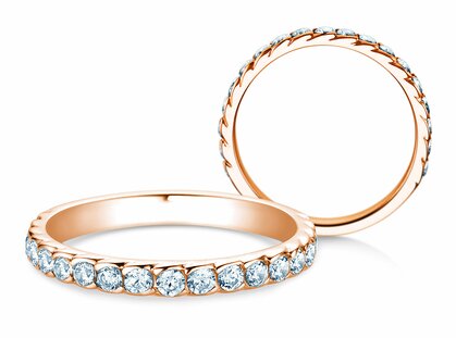 Engagement ring Wave in 14K rosé gold with diamonds 0.57ct G/SI