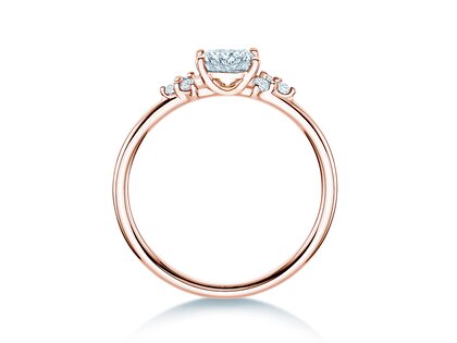 Engagement ring Blossom Cushion in 9K rosé gold with natural diamonds 0.29ct G/SI