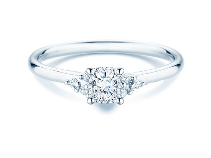 Engagement ring Blossom Cushion in 9K white gold with natural diamonds 0.29ct G/SI