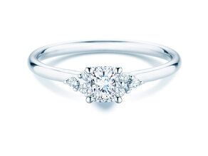 Engagement ring Blossom Cushion in 9K white gold with natural diamonds 0.29ct G/SI