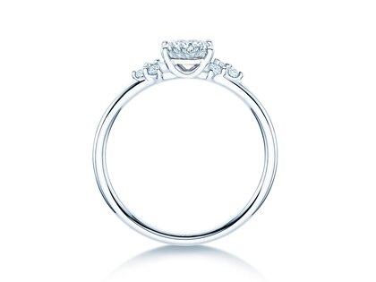 Engagement ring Blossom Cushion in 9K white gold with natural diamonds 0.29ct G/SI