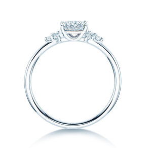 Engagement ring Blossom Cushion in 9K white gold with natural diamonds 0.29ct G/SI