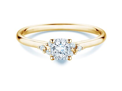 Engagement ring Blossom Cushion in 9K yellow gold with natural diamonds 0.29ct G/SI