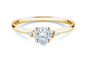 Engagement ring Blossom Cushion in 9K yellow gold with natural diamonds 0.29ct G/SI
