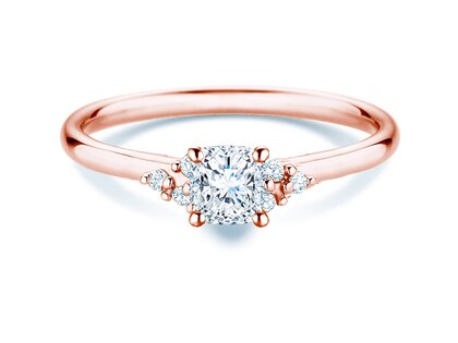 Engagement ring Blossom Cushion in 9K rosé gold with natural diamonds 0.29ct G/SI